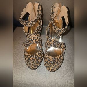 Leopard Print Strappy Wedge Heel